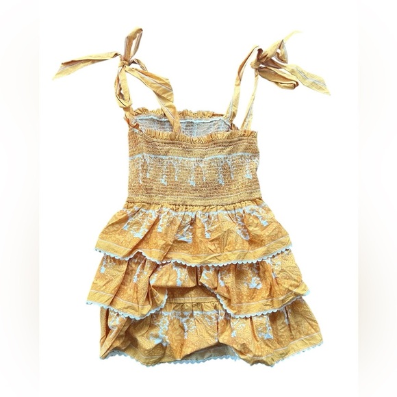 Cleobella Eliana Mini Dress Yellow Tiered NWT Size Large - Picture 9 of 13